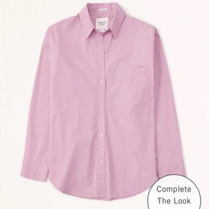 Abercrombie Purple Oversized Poplin Button-Up Shirt NWT